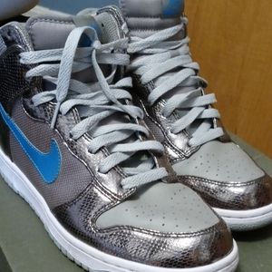Nike Hightops in silver/blue. Size 9.